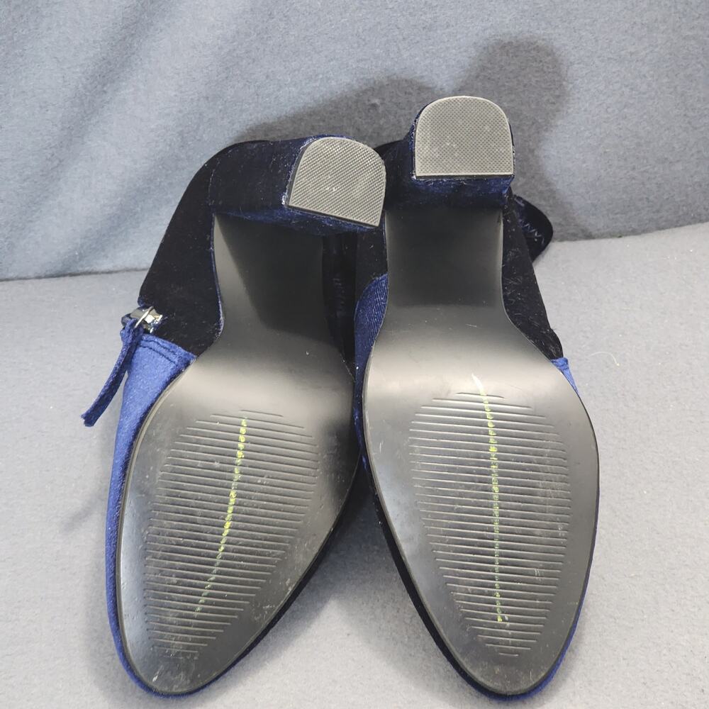 Steve Madden Womens Ankle Boots Booties 7.5 Edit Blue Velvet Side Zip 4" Heel - Picture 11 of 14